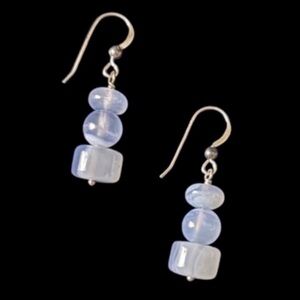 Jay King DRT .925 Sterling Silver Blue Lace Agate Gemstone Drop Dangle Earrings